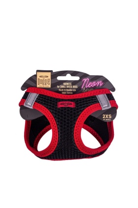 Doggie Havalı Dokuma Neon Küçük Irk Göğüs Tasması Kırmızı 26-30 cm (ANG-2XS)