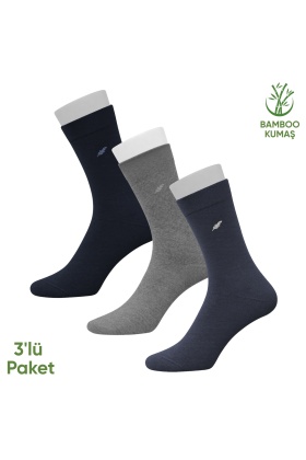 Bambu Erkek Soket Çorap- 3 Çift - Dikişsiz - Akça - 17652 - Set 1