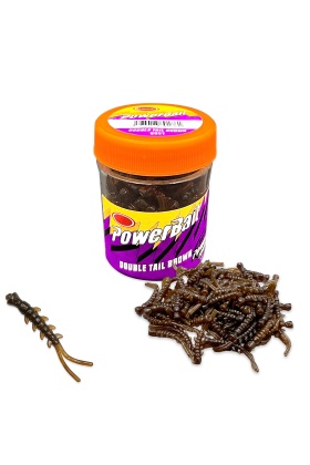 Silikon Kurt Balık Yemi - Kokulu - D Tail - Kahve - Power Bait (9957)