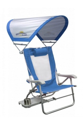 Katlanır Plaj Sandalyesi - Kademeli Güneşlikli - GCI Outdoor - Mavi - Taşıma Çantalı