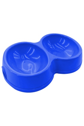 8566 Çiftli Kedi/Köpek Mama Kabı Mavi