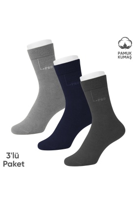 Pamuklu Erkek Soket Çorap - 3 Çift - Dikişsiz - Eyfel - 16656 - Set 3