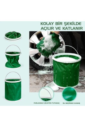Protackle Katlanabilir Araç Yıkama Kovası 9 lt Haki