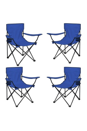 4 Adet Katlanır Kamp Sandalyesi - Piknik Plaj Sandalyesi - (DY.001) - Lacivert - Taşıma Çantalı