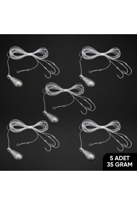 3 İğneli Kurşunlu Beden Takımı - Dip Beden Oltası - Fırdöndülü - 35 gr - 5 Adet