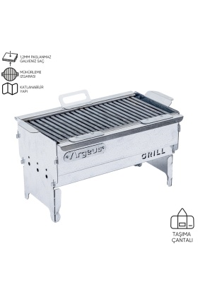 Katlanabilir Ayaklı Portatif Mangal - Paslanmaz - Argeus - Orta - Taşıma Çantalı