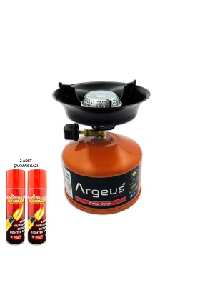 Argeus Stone Kamp Ocağı ve Çakmak Gazı Seti Turuncu (203)