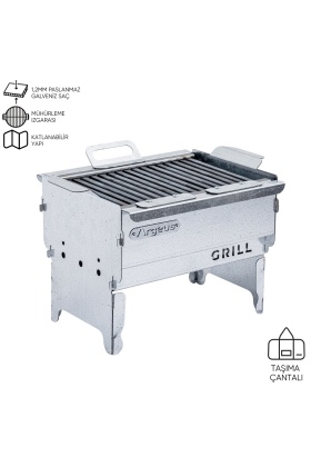 Katlanabilir Ayaklı Portatif Mangal - Paslanmaz - Argeus - Küçük - Taşıma Çantalı
