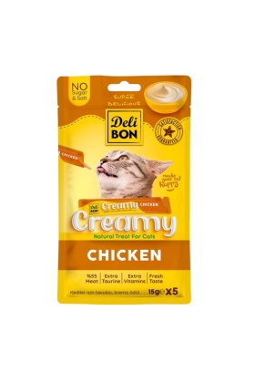 Kedi Ödül Maması - Creamy - Tavuklu - 15 gr 5li - Delibon