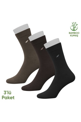 Bambu Erkek Soket Çorap- 3 Çift - Dikişsiz - Akça - 17652 - Set 2