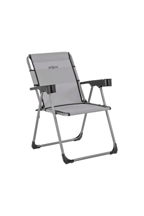 Katlanabilir Piknik ve Kamp Sandalyesi - Bardaklıklı - Rock - Kül Gri (A-14)- 140KG Taşıma