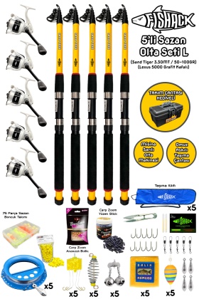 Tam Takım Sazan Olta Seti - 5li Set - L - 3.30MT/50-100GR