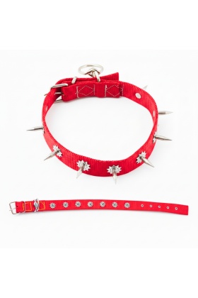 Dokuma Çivili Köpek Boyun Tasması - 4*70 cm - Kırmızı