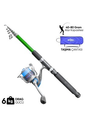 Olta Seti - 300cm Olta Kamışı 40-80GR / 4000lik Olta Makinesi (XA-Yeşil) - Taşıma Çantalı