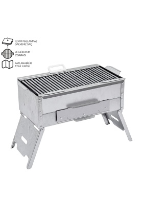 Katlanır Ayaklı Mangal - Argeus - Paslanmaz - Mühürleme Izgaralı - Kül Hazneli