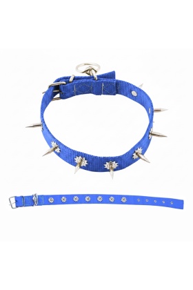 Dokuma Çivili Köpek Boyun Tasması - 4*70 cm - Mavi