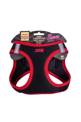 Doggie Havalı Dokuma Neon Küçük Irk Göğüs Tasması Kırmızı 38-44 cm (ANG-M)