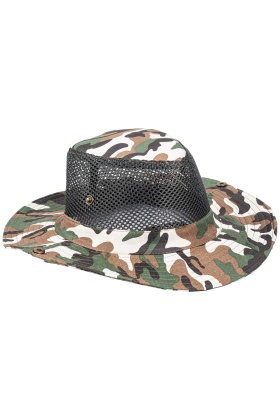 Fileli Outdoor Şapka - Balıkçı Şapka - Kahve Kamuflaj - ART-7502