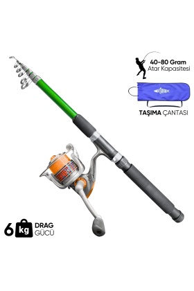 Olta Seti - 300cm Olta Kamışı 40-80GR / 4000lik Olta Makinesi (XB-Yeşil) - Taşıma Çantalı