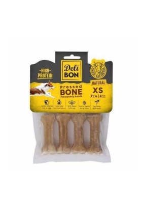 Delibon Deri Pres Kemik Köpek Ödülü Naturel 7 Cm (4lü)
