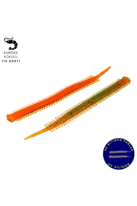 Silikon Kurt Yem - LRF Yem - 1g 70mm - Fishack Wormix - 10 Adet - Fluo Tiger - UV Silikon