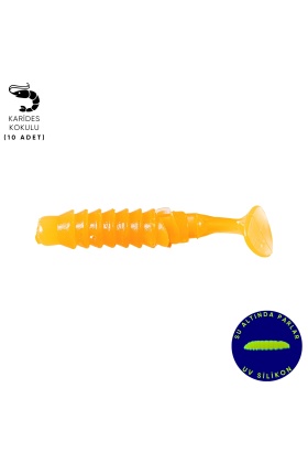 Silikon Kurt Yem - 1,5g 45mm - Fishack - 10 Adet - UV Sillikon - Turuncu - Karides Kokulu