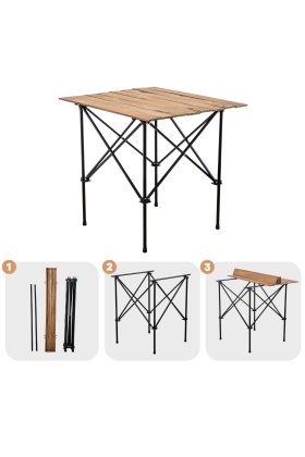 Katlanabilir Ahşap Kamp ve Piknik Masası - Akordion - (54023)