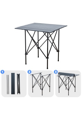Katlanabilir Alüminyum Kamp ve Piknik Masası - Akordion - Antrasit - (54024)
