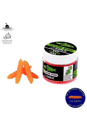 Yüzen Silikon Kurt - Glow Alabalık Yemi - 37mm - Sarımsak Kokulu - Turuncu - Trout Bait