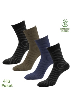 Bambu Erkek Soket Çorabı - 4 Çift - Dikişsiz - Malta - 17671 - Set 4