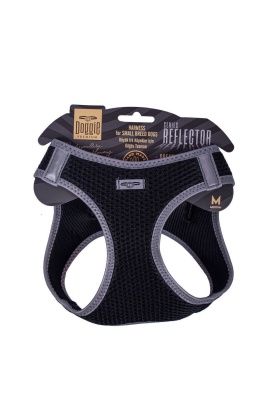 Doggie Havalı Dokuma Reflektörlü Küçük Irk Göğüs Tasması Siyah 38-44 cm (ARG-M)