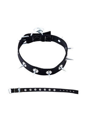 Dokuma Çivili Köpek Boyun Tasması - 4*70 cm - Siyah