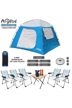 Argeus Skydome 5 Kişilik 3 Mevsim Kamp Çadırı Seti