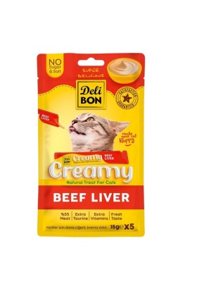 Kedi Ödül Maması - Creamy - Dana Ciğerli - 15 gr 5li - Delibon