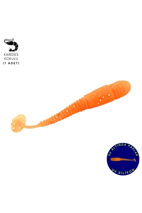 Silikon Kurt Yem - 1,1g 55mm - Fishack Wormix - 1 Adet - UV - Turuncu - Karides Kokulu