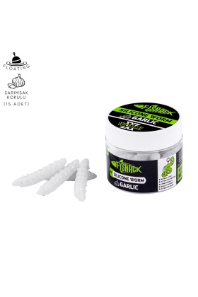 Yüzen Silikon Kurt - Glow Alabalık Yemi - 37mm - Sarımsak Kokulu - Beyaz - Trout Bait