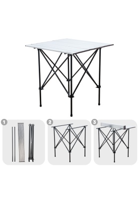 Katlanabilir Alüminyum Kamp ve Piknik Masası - Akordion - Silver - (54024)