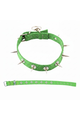 Dokuma Çivili Köpek Boyun Tasması - 4*70 cm - Yeşil