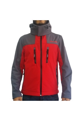 Lemigo Softshell Kırmızı-Gri Kapşonlu Mont