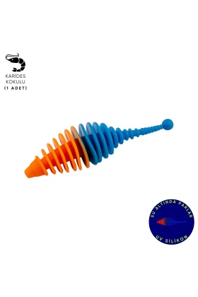 Silikon Kurt Yem - 3g 65mm - Fishack Wormix - 1 Adet - Turuncu/Mavi - Karides Kokulu