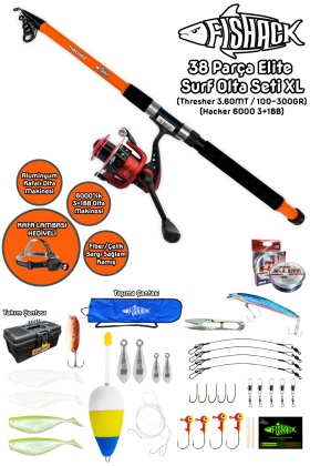 Fishack 38 Parça Surf Elite Deniz Olta Seti XL - 3.60MT / 100-300GR