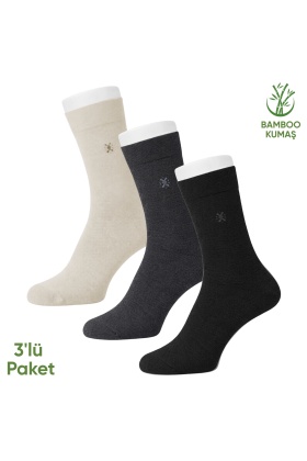 Bambu Erkek Soket Çorabı - 3 Çift - Dikişsiz - Gori -17135 - Set 1