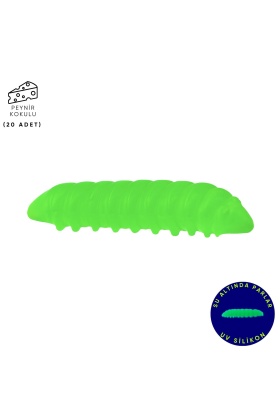 Silikon Kurt Yem - Fishack - 35mm - Peynir Kokulu - 20 Adet - Yeşil - UV  - Trout Bait