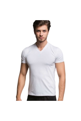 Microfiber T-Shirt - V Yaka - Thermoform - Beyaz