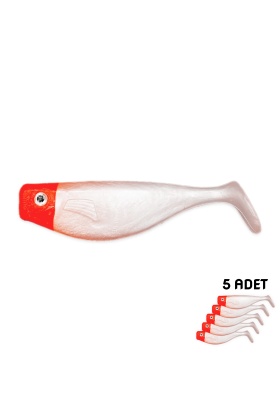 Silikon Balık Yem - DFT - 8cm - Kırmızı/Beyaz - 5li Paket (141-3017)