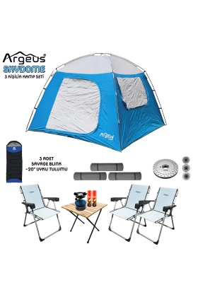 Argeus Skydome 3 Kişilik 3 Mevsim Kamp Çadırı Seti