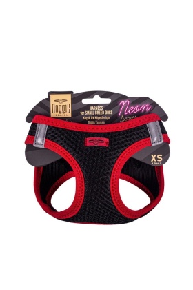 Doggie Havalı Dokuma Neon Küçük Irk Göğüs Tasması Kırmızı 30-34 cm (ANG-XS)