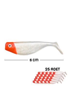 Silikon Balık Yem - DFT - 6cm - Kırmızı/Beyaz (141-3017) - 25li Paket