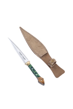 Çift Ağızlı Çerkez Kaması - Deri Kılıflı - Epoksi Sap - Yeşil