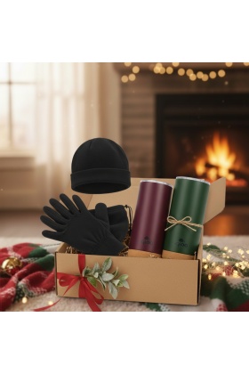 Çiftlere Özel Kışlık Hediye Seti - Bere, Eldiven, Boyunluk ve Termos